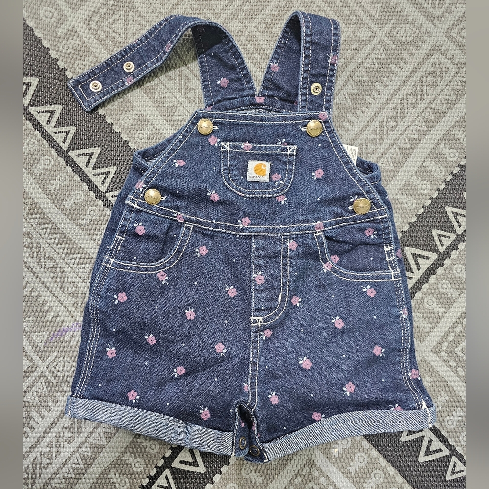 Carhartt Floral shortalls size 9 months